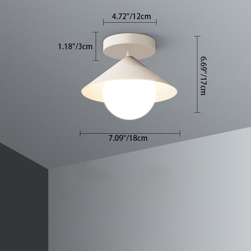 Contemporary Simplicity Cone Globe Shape Iron Acrylic 1-Light Semi-Flush Mount Light For Living Room