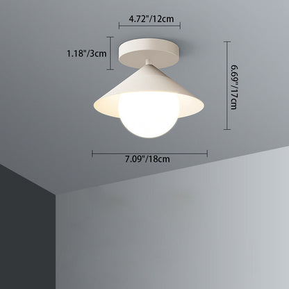 Contemporary Simplicity Cone Globe Shape Iron Acrylic 1-Light Semi-Flush Mount Light For Living Room