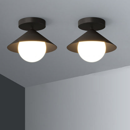 Contemporary Simplicity Cone Globe Shape Iron Acrylic 1-Light Semi-Flush Mount Light For Living Room