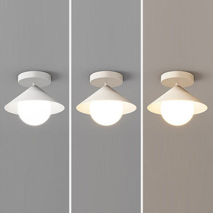 Contemporary Simplicity Cone Globe Shape Iron Acrylic 1-Light Semi-Flush Mount Light For Living Room