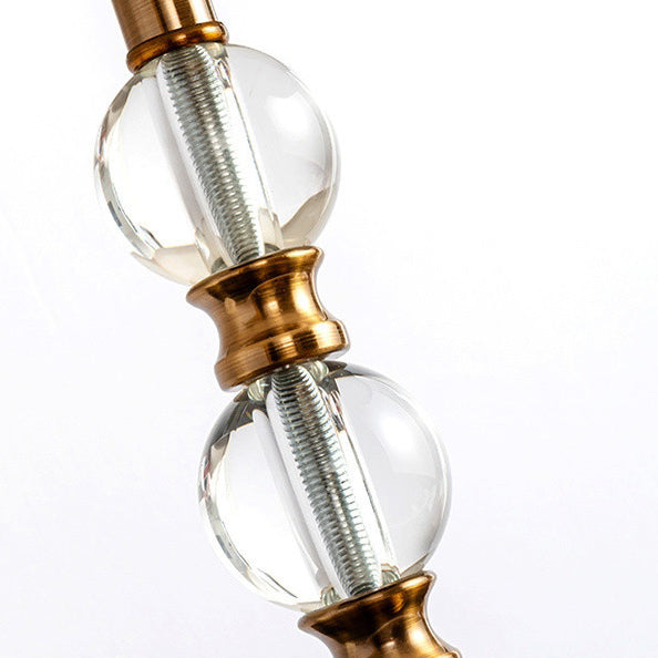 Traditional Vintage Drum Shape Crystal Ball Imitation Copper Fabric 1-Light Table Lamp For Living Room