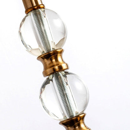 Traditional Vintage Drum Shape Crystal Ball Imitation Copper Fabric 1-Light Table Lamp For Living Room