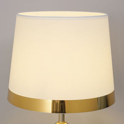 Modern Luxury Drum Shape Cylinder Base Hardware Fabric 1-Light Table Lamp For Bedroom