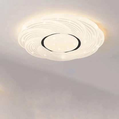 Modern Minimalist Cream Round Rose Iron Acrylic LED Flush Mount Ceiling Light For Bedroom