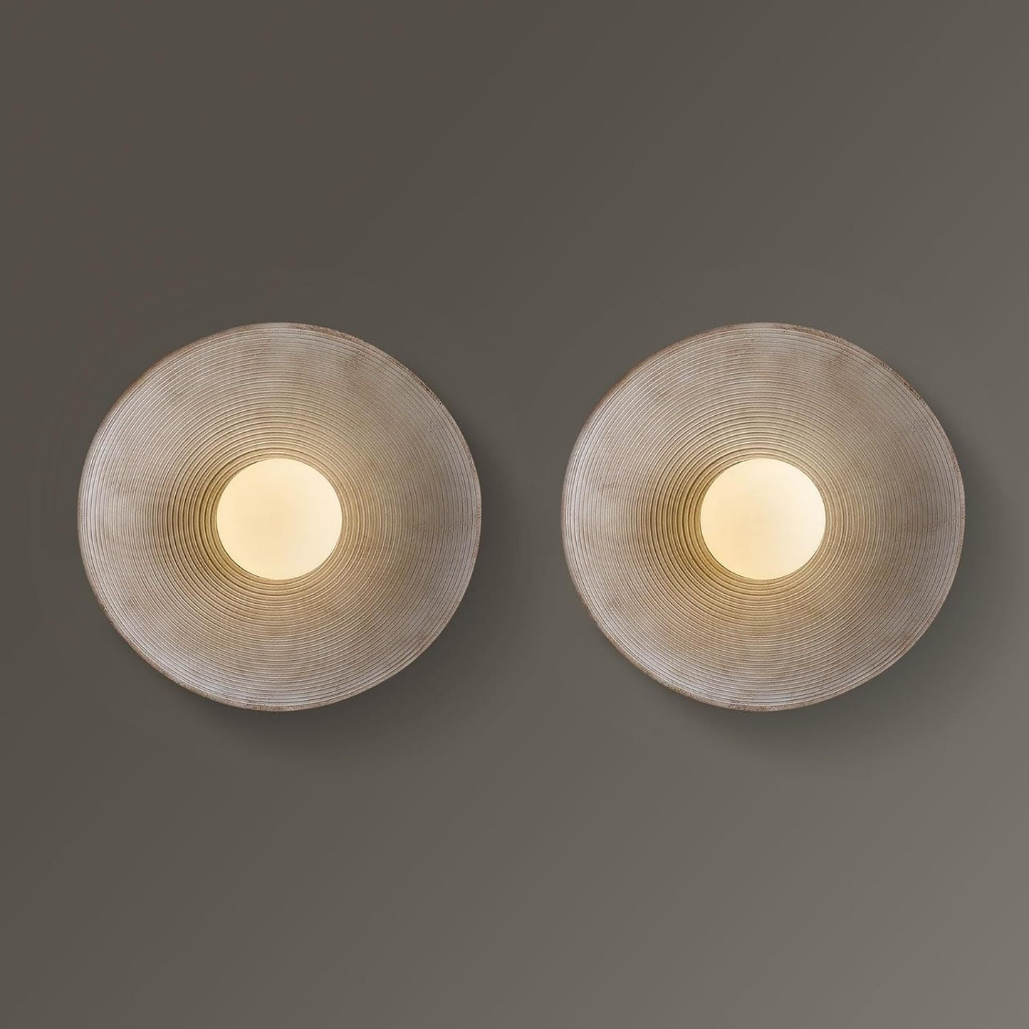 Traditional Japanese Resin Glass Round Annual Ring 1-Light Wall Sconce Lamp For Living Room