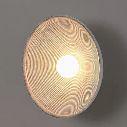 Traditional Japanese Resin Glass Round Annual Ring 1-Light Wall Sconce Lamp For Living Room