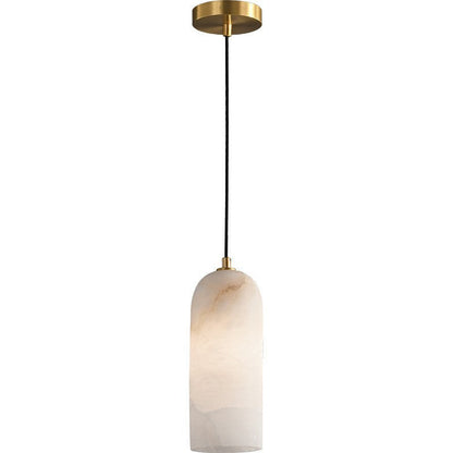 Contemporary Luxury Column Marble Brass 1-Light Pendant Light For Living Room