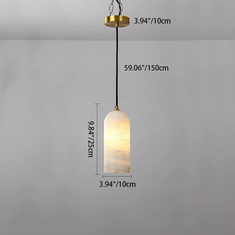 Contemporary Luxury Column Marble Brass 1-Light Pendant Light For Living Room