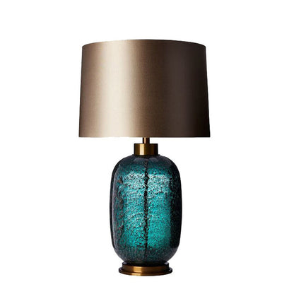 Traditional Vintage Fabric Linen Glass Cylinder Shape 1-Light Table Lamp For Living Room