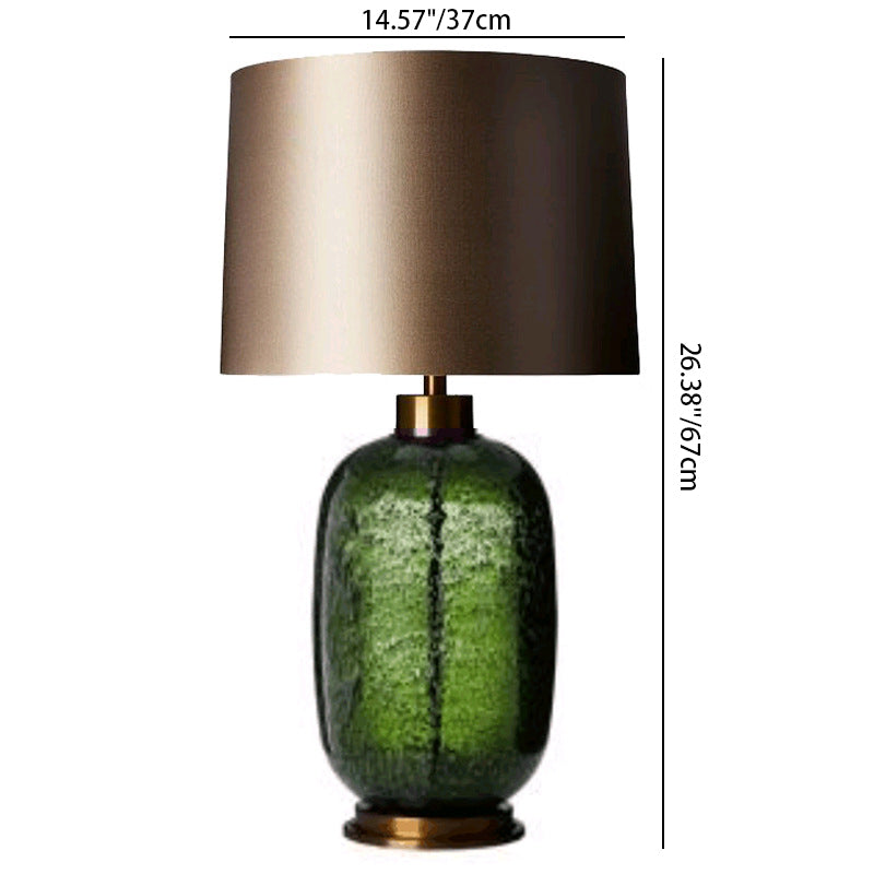 Traditional Vintage Fabric Linen Glass Cylinder Shape 1-Light Table Lamp For Living Room