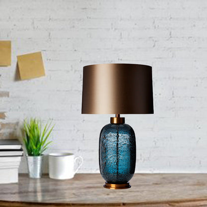 Traditional Vintage Fabric Linen Glass Cylinder Shape 1-Light Table Lamp For Living Room