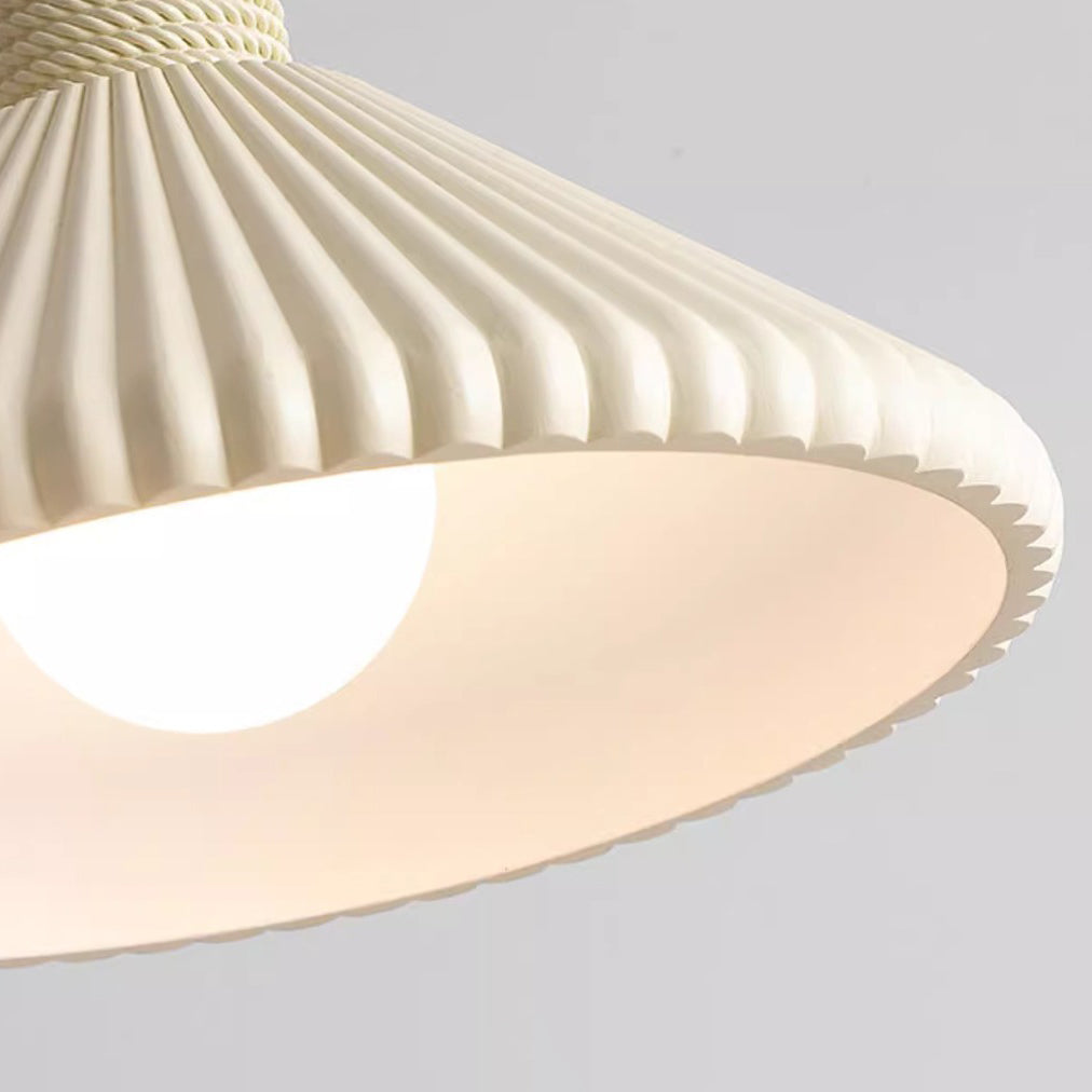 Traditional French Conical Pleated Resin 1-Light Pendant Light For Living Room