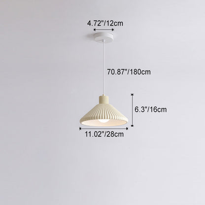 Traditional French Conical Pleated Resin 1-Light Pendant Light For Living Room