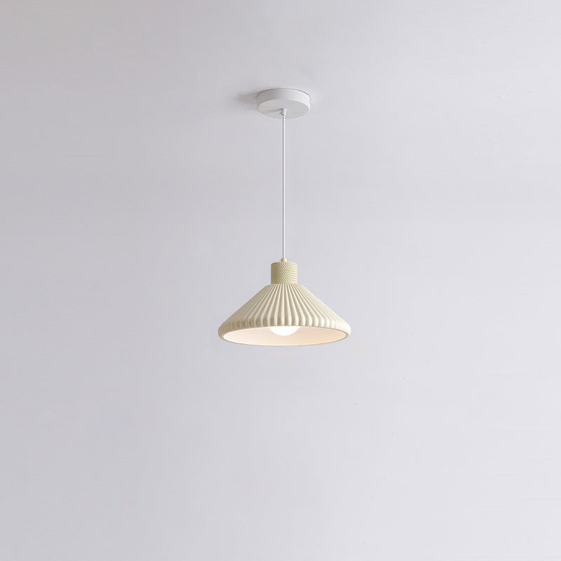Traditional French Conical Pleated Resin 1-Light Pendant Light For Living Room