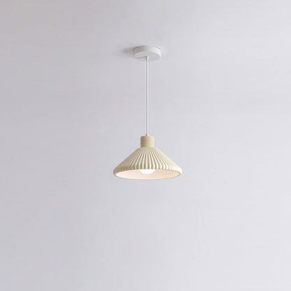 Traditional French Conical Pleated Resin 1-Light Pendant Light For Living Room