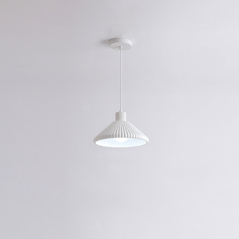 Traditional French Conical Pleated Resin 1-Light Pendant Light For Living Room