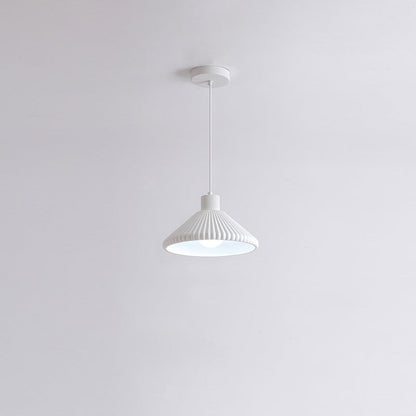 Traditional French Conical Pleated Resin 1-Light Pendant Light For Living Room