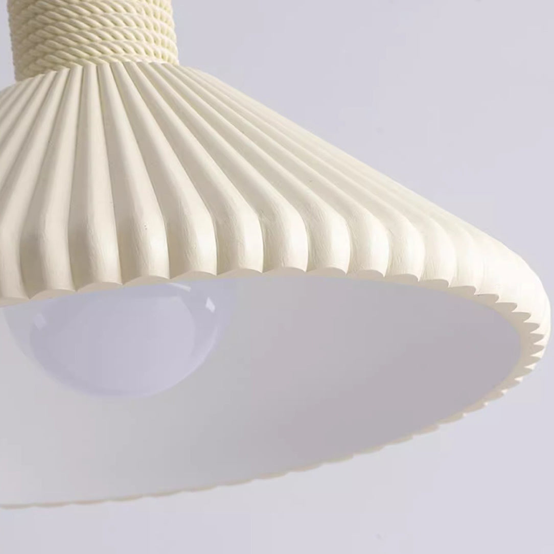 Traditional French Conical Pleated Resin 1-Light Pendant Light For Living Room