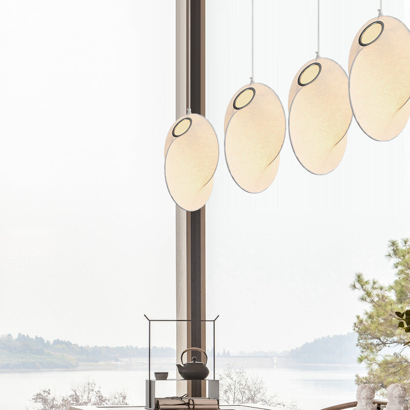 Contemporary Creative Round Ball Lanterns Iron Imitation Silk 1/3-Light Pendant Light For Living Room