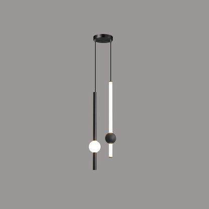 Modern Minimalist Vertical Rods Round Ball Iron Acrylic LED Chandelier For Dining Room
