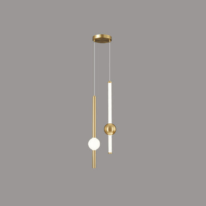 Modern Minimalist Vertical Rods Round Ball Iron Acrylic LED Chandelier For Dining Room