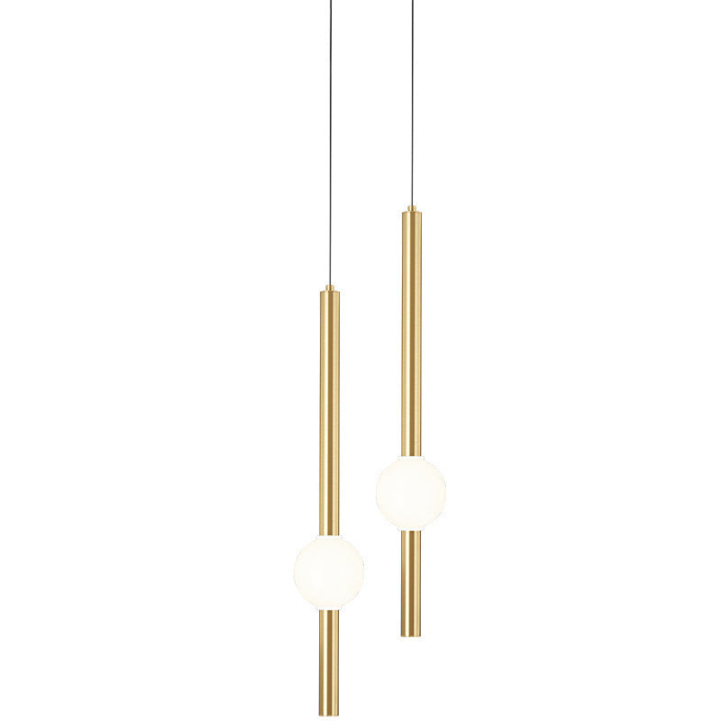 Modern Minimalist Vertical Rods Round Ball Iron Acrylic LED Chandelier For Dining Room