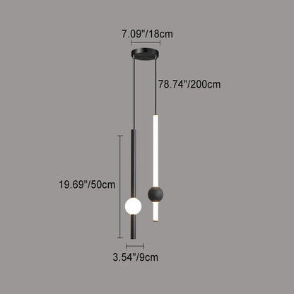 Modern Minimalist Vertical Rods Round Ball Iron Acrylic LED Chandelier For Dining Room