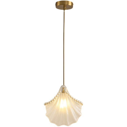 Modern Luxury Iron Frosted Glass Seashell Pearl 1-Light Pendant Light For Bedroom