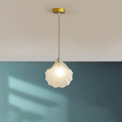 Modern Luxury Iron Frosted Glass Seashell Pearl 1-Light Pendant Light For Bedroom
