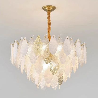 Modern Luxury Iron Frosted Glass Branch Leaves 6/8/9/12/15-Light Chandeliers For Living Room