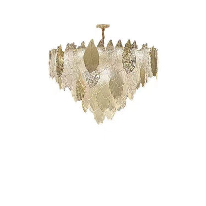 Modern Luxury Iron Frosted Glass Branch Leaves 6/8/9/12/15-Light Chandeliers For Living Room