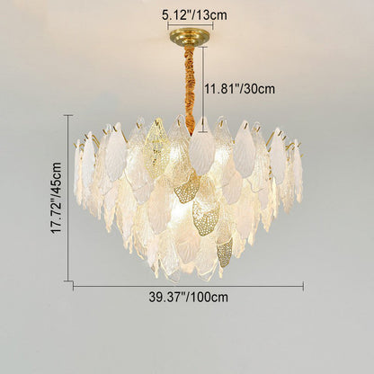 Modern Luxury Iron Frosted Glass Branch Leaves 6/8/9/12/15-Light Chandeliers For Living Room