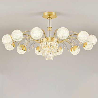 Contemporary Luxury Iron Crystal Glass Ball Branches 6/8/10/12-Light Chandelier For Living Room