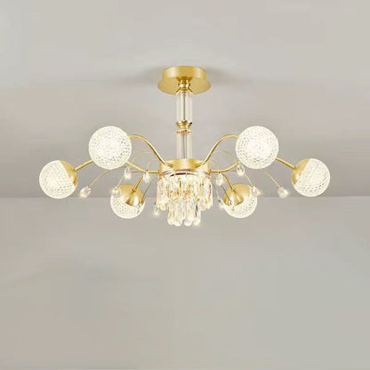 Contemporary Luxury Iron Crystal Glass Ball Branches 6/8/10/12-Light Chandelier For Living Room
