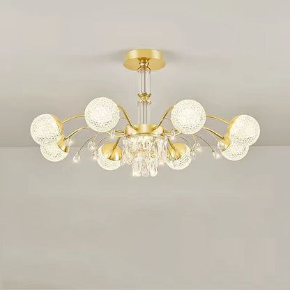 Contemporary Luxury Iron Crystal Glass Ball Branches 6/8/10/12-Light Chandelier For Living Room
