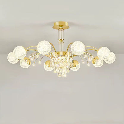 Contemporary Luxury Iron Crystal Glass Ball Branches 6/8/10/12-Light Chandelier For Living Room
