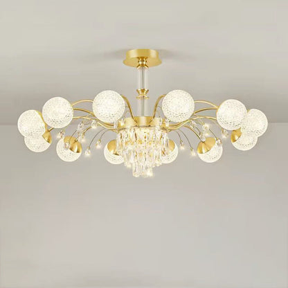Contemporary Luxury Iron Crystal Glass Ball Branches 6/8/10/12-Light Chandelier For Living Room