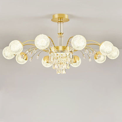 Contemporary Luxury Iron Crystal Glass Ball Branches 6/8/10/12-Light Chandelier For Living Room