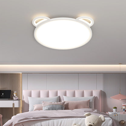Contemporary Creative Kids Cartoon Airplane Bear Iron Aluminum Acrylic LED Flush Mount Ceiling For Bedroom