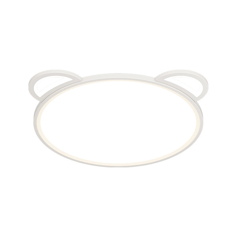 Contemporary Creative Kids Cartoon Airplane Bear Iron Aluminum Acrylic LED Flush Mount Ceiling For Bedroom
