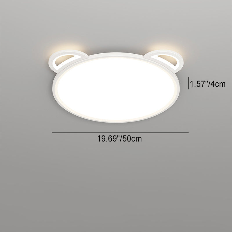 Contemporary Creative Kids Cartoon Airplane Bear Iron Aluminum Acrylic LED Flush Mount Ceiling For Bedroom