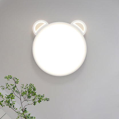 Contemporary Creative Kids Cartoon Airplane Bear Iron Aluminum Acrylic LED Flush Mount Ceiling For Bedroom