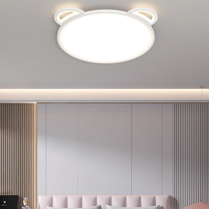 Contemporary Creative Kids Cartoon Airplane Bear Iron Aluminum Acrylic LED Flush Mount Ceiling For Bedroom