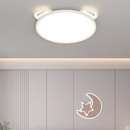 Contemporary Creative Kids Cartoon Airplane Bear Iron Aluminum Acrylic LED Flush Mount Ceiling For Bedroom