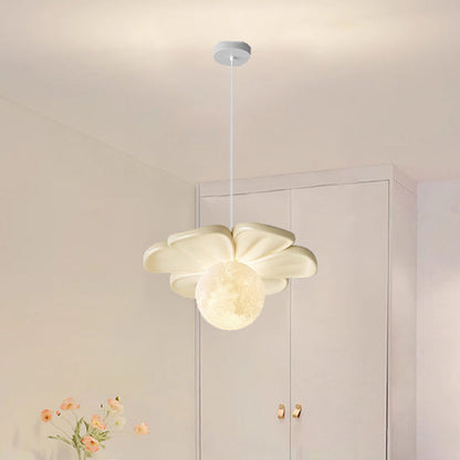 Contemporary Creative Flower Ball Resin Iron 1-Light Pendant Light For Living Room