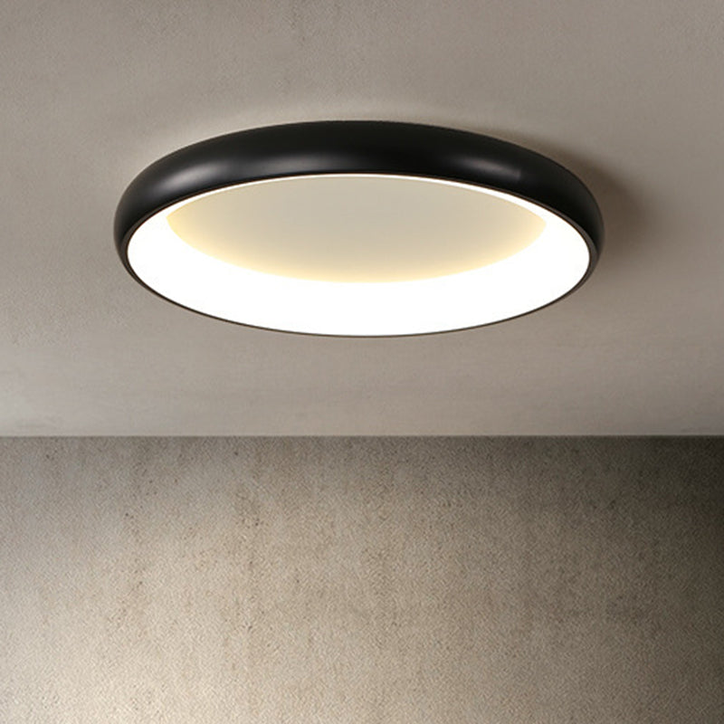 Modern Minimalist Round Aluminum Acrylic Shade LED Flush Mount Ceiling Light For Bedroom