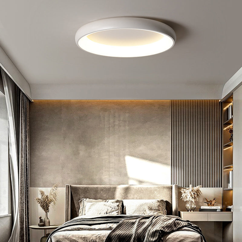 Modern Minimalist Round Aluminum Acrylic Shade LED Flush Mount Ceiling Light For Bedroom