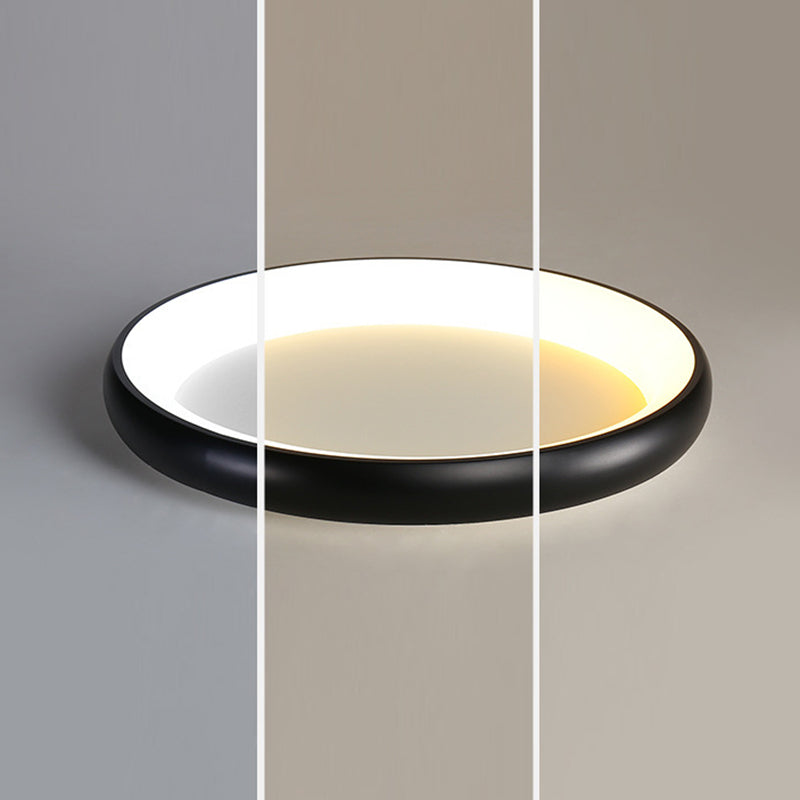 Modern Minimalist Round Aluminum Acrylic Shade LED Flush Mount Ceiling Light For Bedroom
