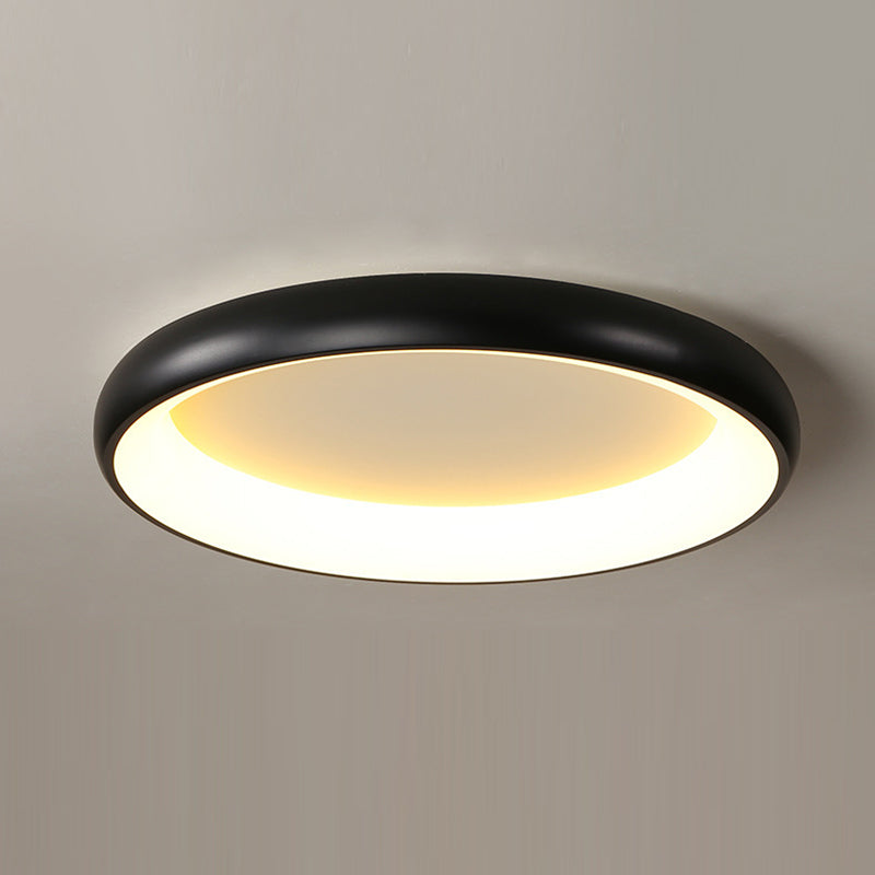 Modern Minimalist Round Aluminum Acrylic Shade LED Flush Mount Ceiling Light For Bedroom