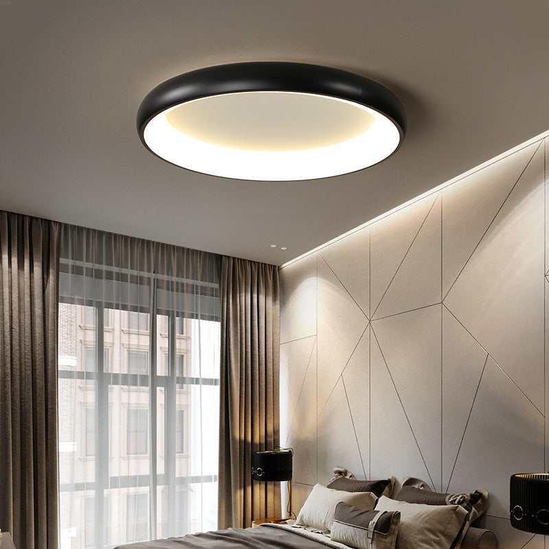 Modern Minimalist Round Aluminum Acrylic Shade LED Flush Mount Ceiling Light For Bedroom